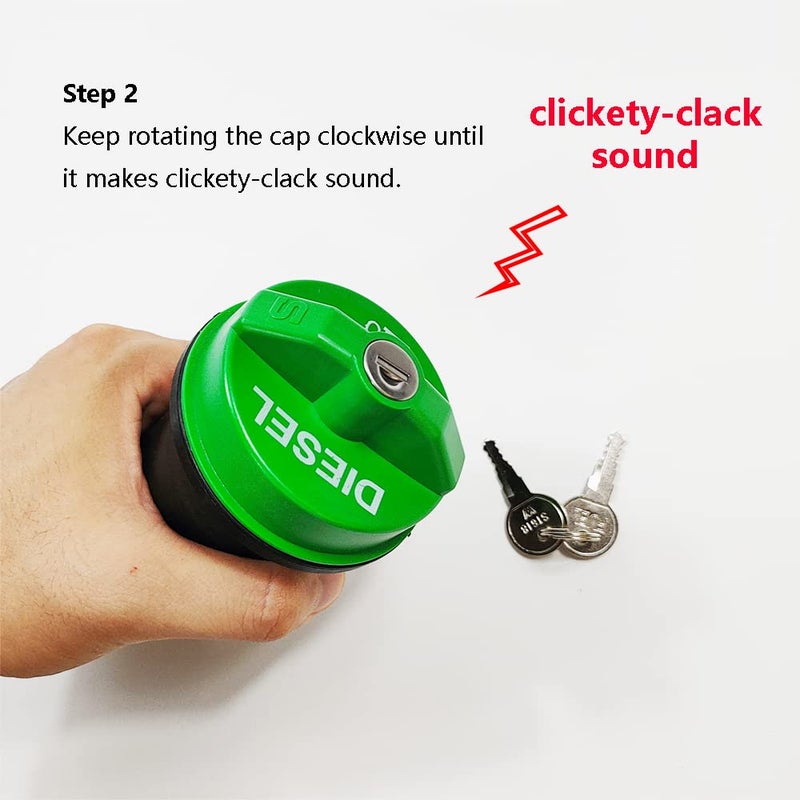 LLNSEAUTO 10591D Locking Diesel Fuel Cap Gas Cap Fuel Tank Caps Fit for Chevy Silverado Express C3500 K3500  Dodge Ram 3500 W350 D350  Ford F-250 E-350  GMC Sierra Savana  OE # 9MGC791  MGC791  10591 - Image 5